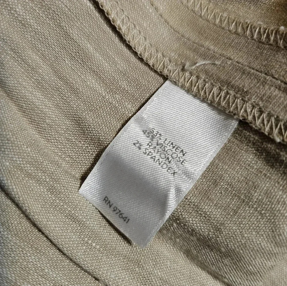 J. Jill Linen Stretch Capri Pants Women’s Size Medium Tall Beige Elastic Waist - Picture 8 of 8